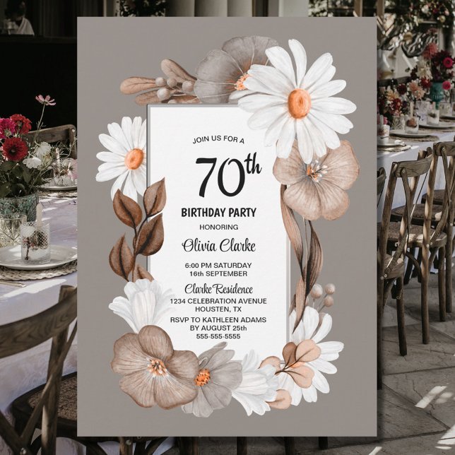 Invitación Fiesta de cumpleaños 70 de la floral otoñal (Subido por el creador)