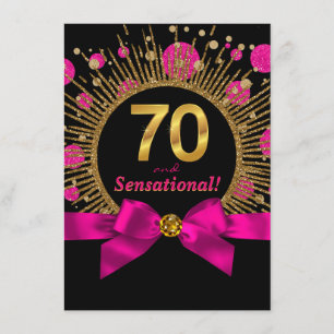 Invitación Fiesta de cumpleaños 70 de mujer en rosa caliente
