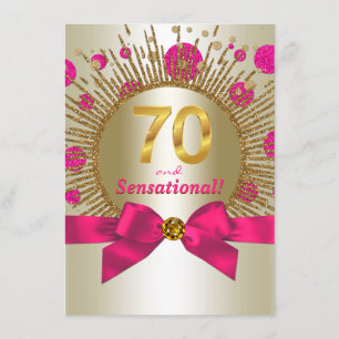 Invitación Fiesta de cumpleaños 70 de mujer fucsia dorado