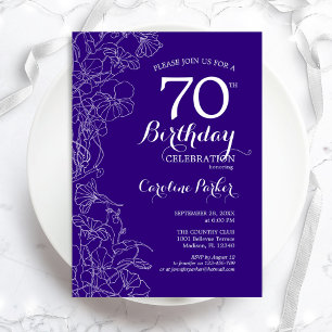 Invitación Fiesta de cumpleaños 70 de Purple Floral