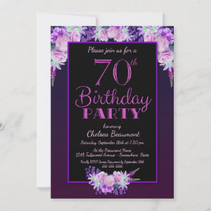 Invitación Fiesta de cumpleaños 70 de Purple Floral