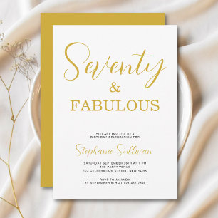 Invitación Fiesta de cumpleaños 70 dorada: Setenta y fabulosa