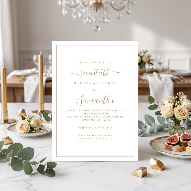 Invitación Fiesta de cumpleaños 70 Elegante con borde de letr (Subido por el creador)