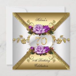 Invitación Fiesta de cumpleaños 70 Elegantes rosas púrpura do