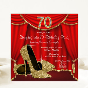 Invitación Fiesta de Cumpleaños 70 Entrando en Zapatos de Tac