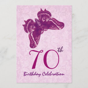 Invitación Fiesta de cumpleaños 70 mariposa magenta