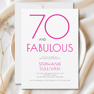 Invitación Fiesta de cumpleaños 70 Minimalista y Fabulosa
