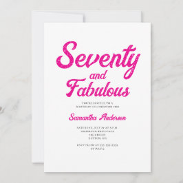 Invitación Fiesta de cumpleaños 70 moderna y fabulosa rosa