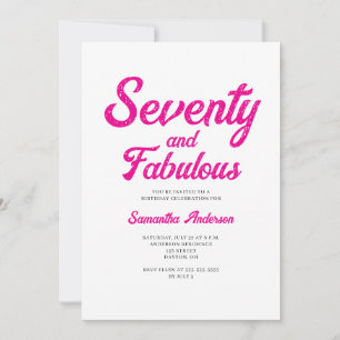 Invitación Fiesta de cumpleaños 70 moderna y fabulosa rosa