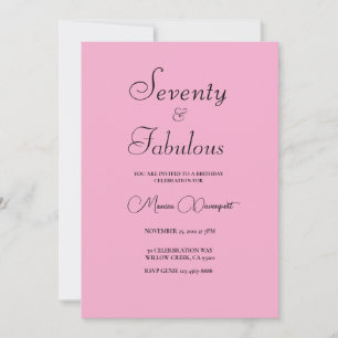 Invitación Fiesta de cumpleaños 70 moderna y fabulosa rosa