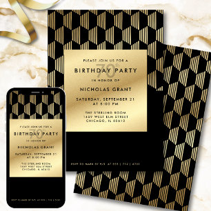 Invitación Fiesta de cumpleaños 70 moderno con lámina de oro 