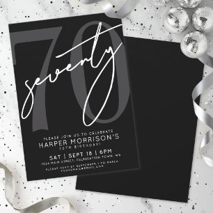 Invitación Fiesta de cumpleaños 70 moderno negro