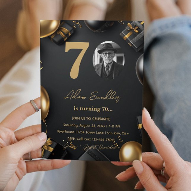 Invitación Fiesta de cumpleaños 70 simple y elegante (Subido por el creador)