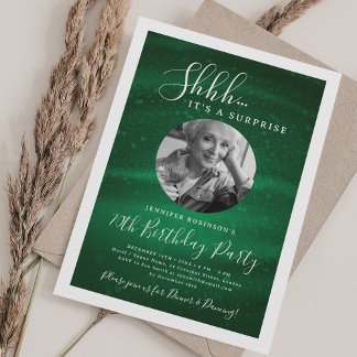 Invitación Fiesta de cumpleaños 70 sorpresa foto Verde Glam