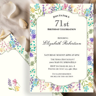 Invitación Fiesta de cumpleaños 71 años Flores silvestres col