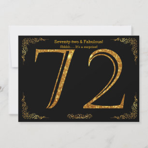 Invitación Fiesta de cumpleaños 72, Gatsby styl, purpurina de