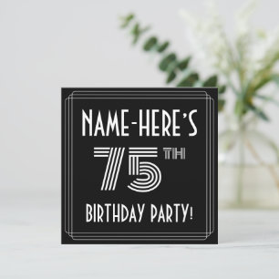 Invitación Fiesta de cumpleaños 75: Art Deco Style con nombre