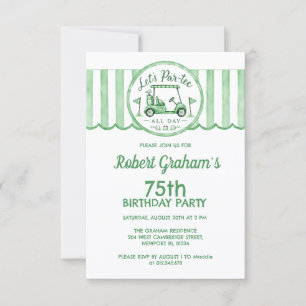 Invitación Fiesta de cumpleaños 75 asequible tema de golf
