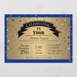 Invitación Fiesta de cumpleaños 75 celebra la falsa joya Conf