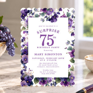 Invitación FIESTA DE CUMPLEAÑOS 75 Cumpleaños Sorpresa Floral