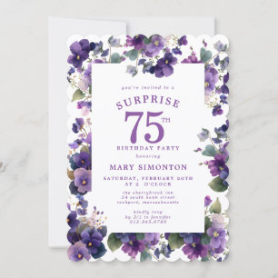 Invitación FIESTA DE CUMPLEAÑOS 75 Cumpleaños Sorpresa Floral