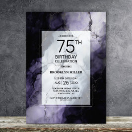 Invitación Fiesta de cumpleaños 75 de Purple Marble