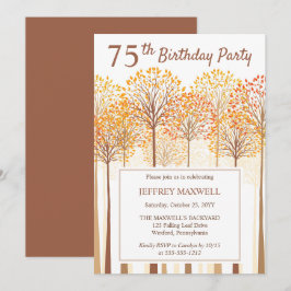 Invitación Fiesta de cumpleaños 75 de Rustic Fall Trees Terra