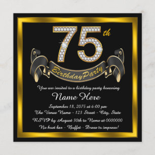 Invitación Fiesta de cumpleaños 75 del Diamante de Oro