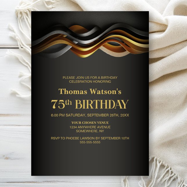 Invitación Fiesta de cumpleaños 75 Moderno Naranja (Subido por el creador)