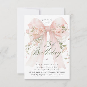 Invitación Fiesta de cumpleaños 75 PETITE Elegante floral ros