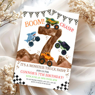 Invitación Fiesta de cumpleaños 7 de Monster Truck