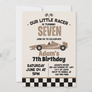 Invitación Fiesta de cumpleaños 7 del niño de coche de carrer