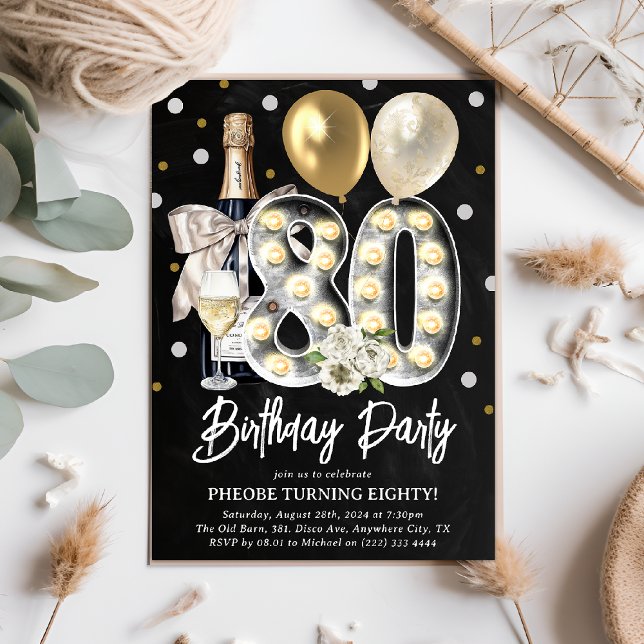 Invitación Fiesta de cumpleaños 80 Adultos Rústicos (Subido por el creador)