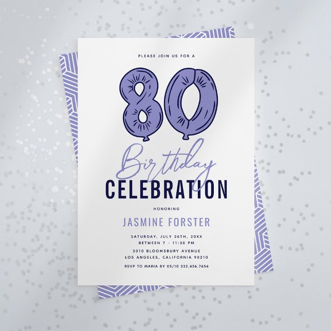 Invitación Fiesta de cumpleaños 80 Azul (Subido por el creador)