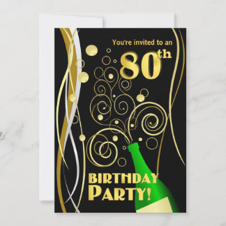Invitación Fiesta de cumpleaños 80 - Champán divertido y fest
