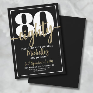 Invitación Fiesta de Cumpleaños 80 de Elegant Eighty Gold