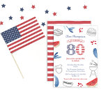 Invitación Fiesta de cumpleaños 80 de la Cocina de Verano Pat<br><div class="desc">Diseño de invitaciones para el cumpleaños 80 de Stars and Stripes para una comida familiar al aire libre o un fiesta de picnic</div>
