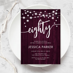 Invitación Fiesta de cumpleaños 80 de la ruidosa Borgoña