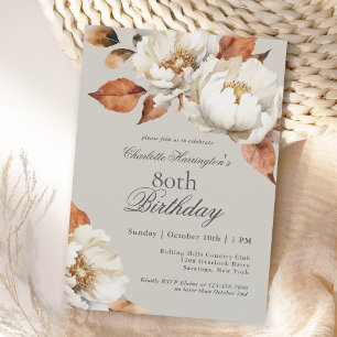 Invitación Fiesta de cumpleaños 80 de Luxury Fall Floral Fall