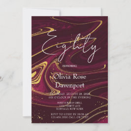 Invitación Fiesta de cumpleaños 80 de Marsala Wine Gold Alcoh