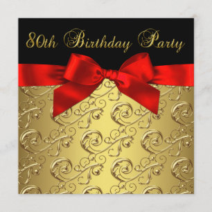 Invitación Fiesta de cumpleaños 80 de mujer de Damasco rojo d