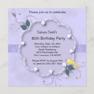 Invitación Fiesta de cumpleaños 80 de Purple Lavender DIY T