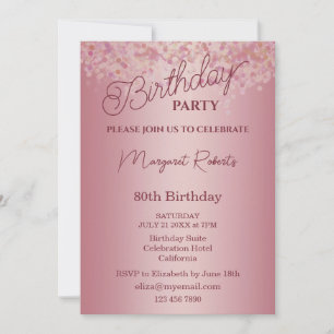 Invitación Fiesta de cumpleaños 80 de Rose Gold