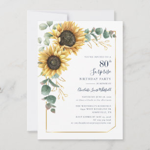 Invitación Fiesta de cumpleaños 80 de Sunflower Floral