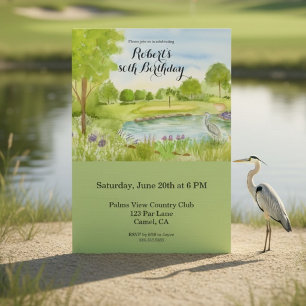 Invitación Fiesta de cumpleaños 80 en campo de golf tropical