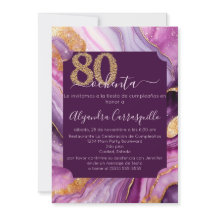 Fiesta de Cumpleaños 80 en Chic Español Rosa Púrpu