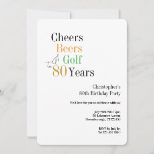 Invitación Fiesta de cumpleaños 80 Golf Cheers Cervezas Minim
