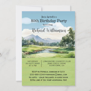 Invitación Fiesta de cumpleaños 80 Men's Golf Theme Party