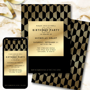 Invitación Fiesta de cumpleaños 80 moderno con foil negro y d