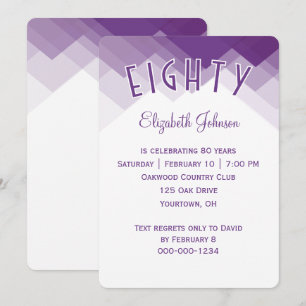 Invitación Fiesta de cumpleaños 80 Purple y borde blanco
